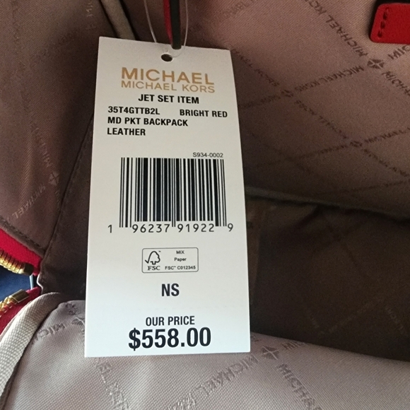 $558!‎ NWT Michael Kors Red Leather Backpack main image 7